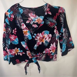 Toxik Black Floral Crop Top  Size Large
